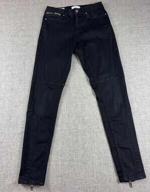 Reiss Alexis Jeans Womens 27 Black Moto Skinny Ankle Zip Biker Pants